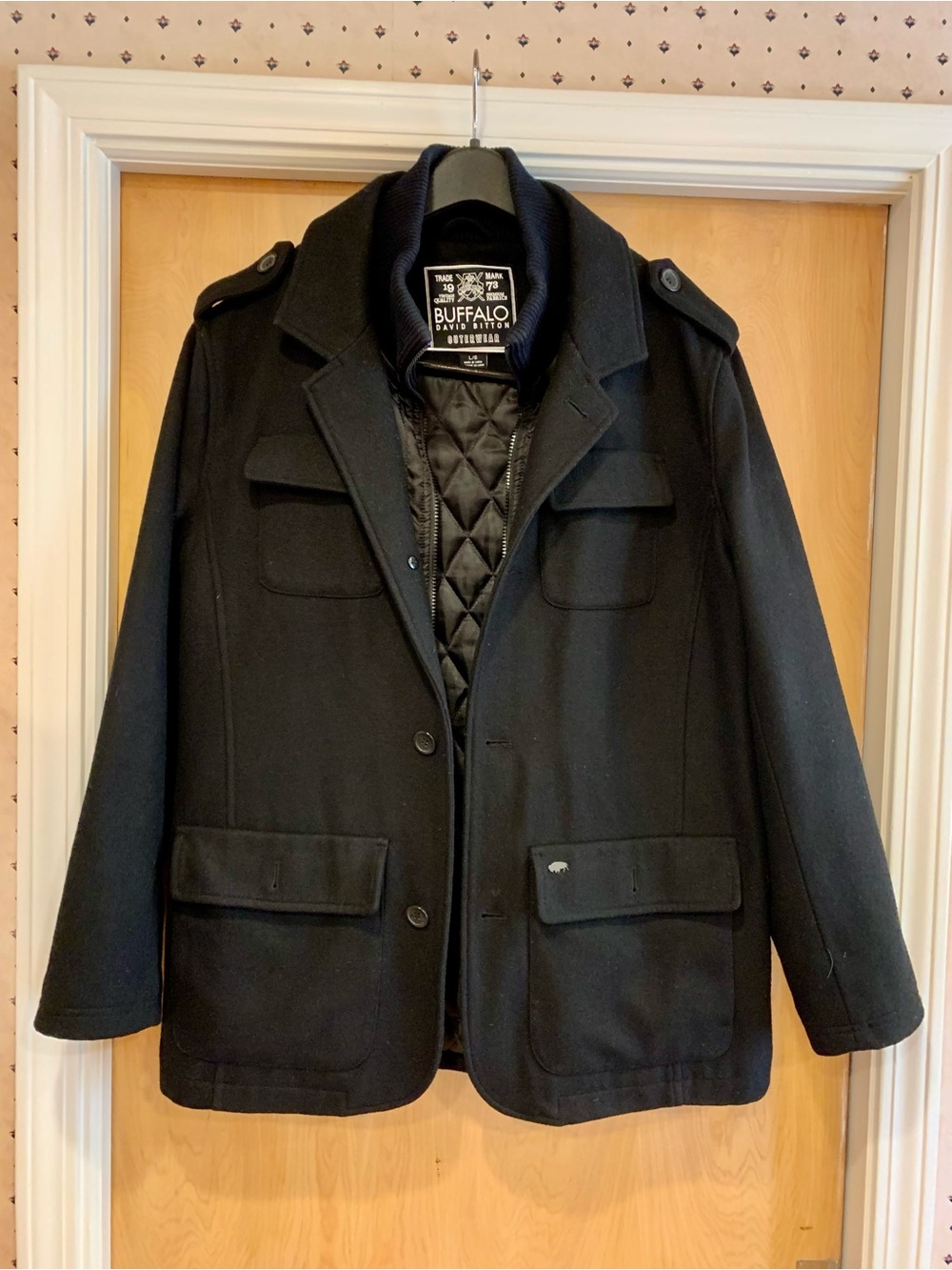 Buffalo David Bitton Men's Black Wool Blend Field Coat